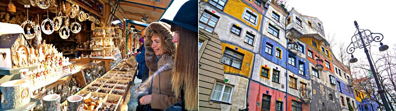 [左圖]12月走訪奧捷能碰上最熱鬧的聖誕市集，[右圖]維也納白水公寓